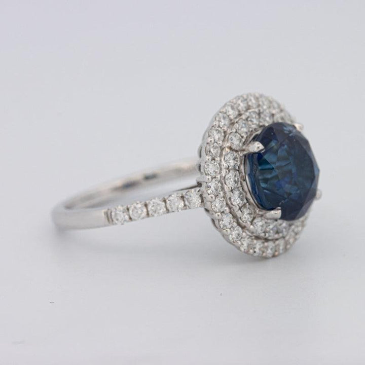 4.14 CT Round Blue Sapphire Pave Ring - ZIZOV DIAMONDS