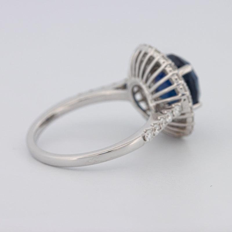 4.14 CT Round Blue Sapphire Pave Ring - ZIZOV DIAMONDS