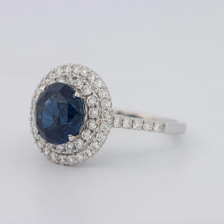 4.14 CT Round Blue Sapphire Pave Ring - ZIZOV DIAMONDS