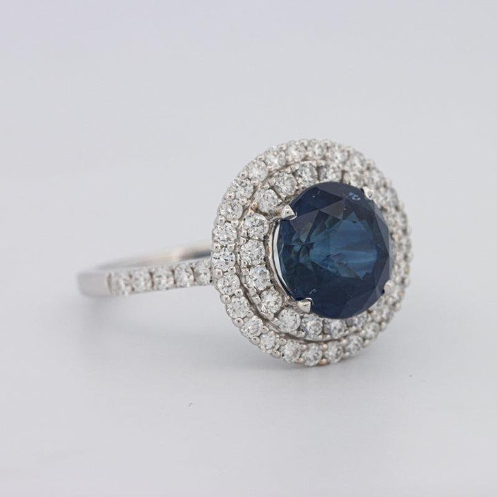 4.14 CT Round Blue Sapphire Pave Ring - ZIZOV DIAMONDS