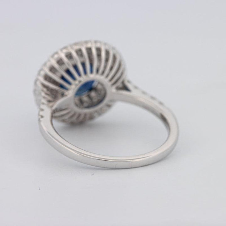 4.14 CT Round Blue Sapphire Pave Ring - ZIZOV DIAMONDS