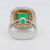 4.50 CT Double Halo Cushion Green Emerald Ring - ZIZOV DIAMONDS
