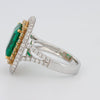 4.50 CT Double Halo Cushion Green Emerald Ring - ZIZOV DIAMONDS