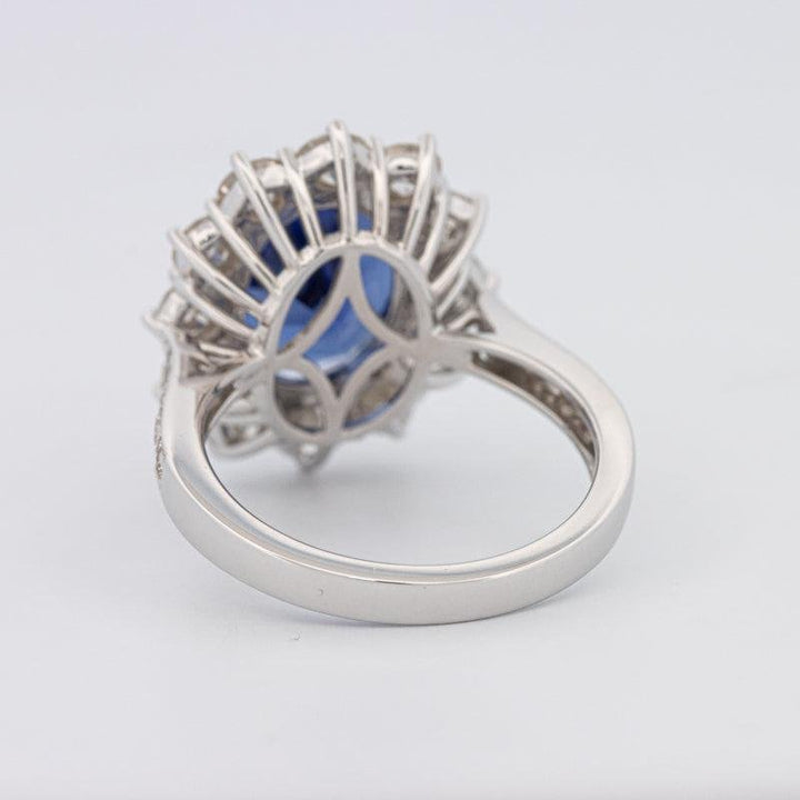 4.60 CT Oval Bue Sapphire Flower Ring - ZIZOV DIAMONDS