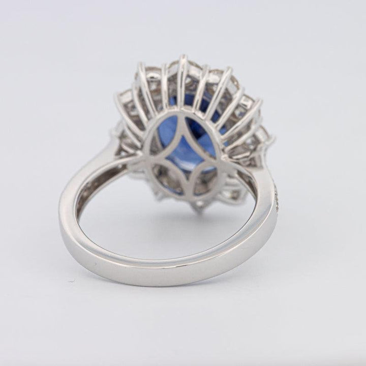 4.60 CT Oval Bue Sapphire Flower Ring - ZIZOV DIAMONDS