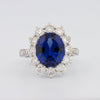 4.60 CT Oval Bue Sapphire Flower Ring - ZIZOV DIAMONDS