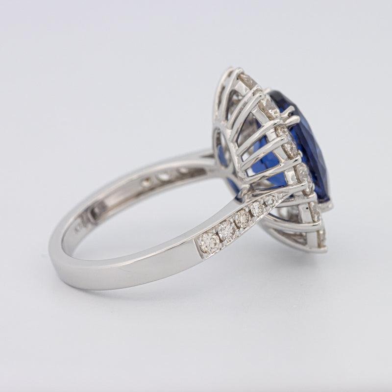 4.60 CT Oval Bue Sapphire Flower Ring - ZIZOV DIAMONDS