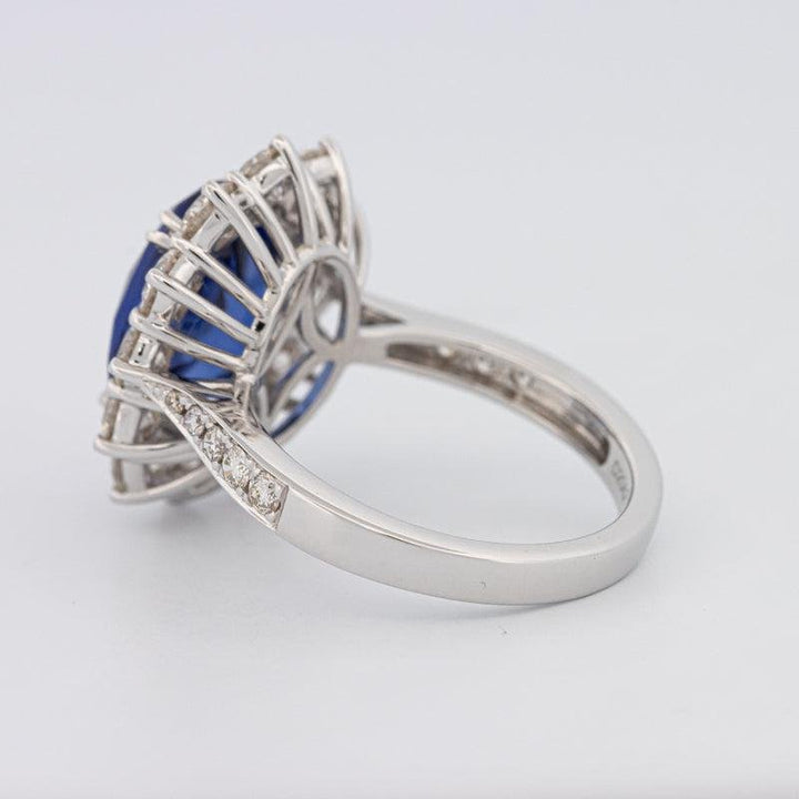 4.60 CT Oval Bue Sapphire Flower Ring - ZIZOV DIAMONDS