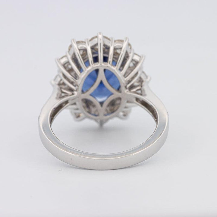 4.60 CT Oval Bue Sapphire Flower Ring - ZIZOV DIAMONDS