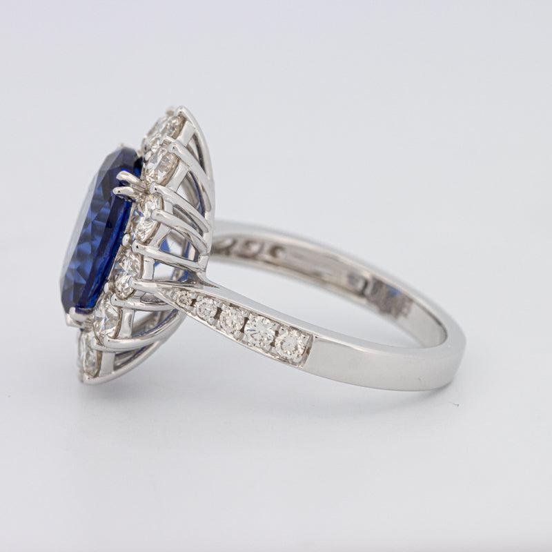 4.60 CT Oval Bue Sapphire Flower Ring - ZIZOV DIAMONDS