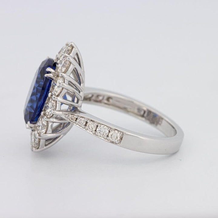 4.60 CT Oval Bue Sapphire Flower Ring - ZIZOV DIAMONDS