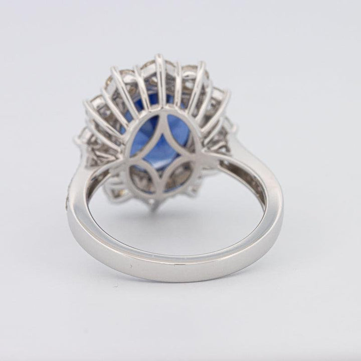 4.60 CT Oval Bue Sapphire Flower Ring - ZIZOV DIAMONDS