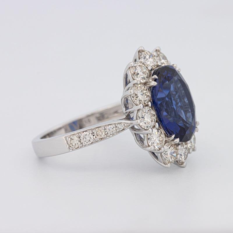4.60 CT Oval Bue Sapphire Flower Ring - ZIZOV DIAMONDS