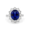 4.60 CT Oval Bue Sapphire Flower Ring - ZIZOV DIAMONDS