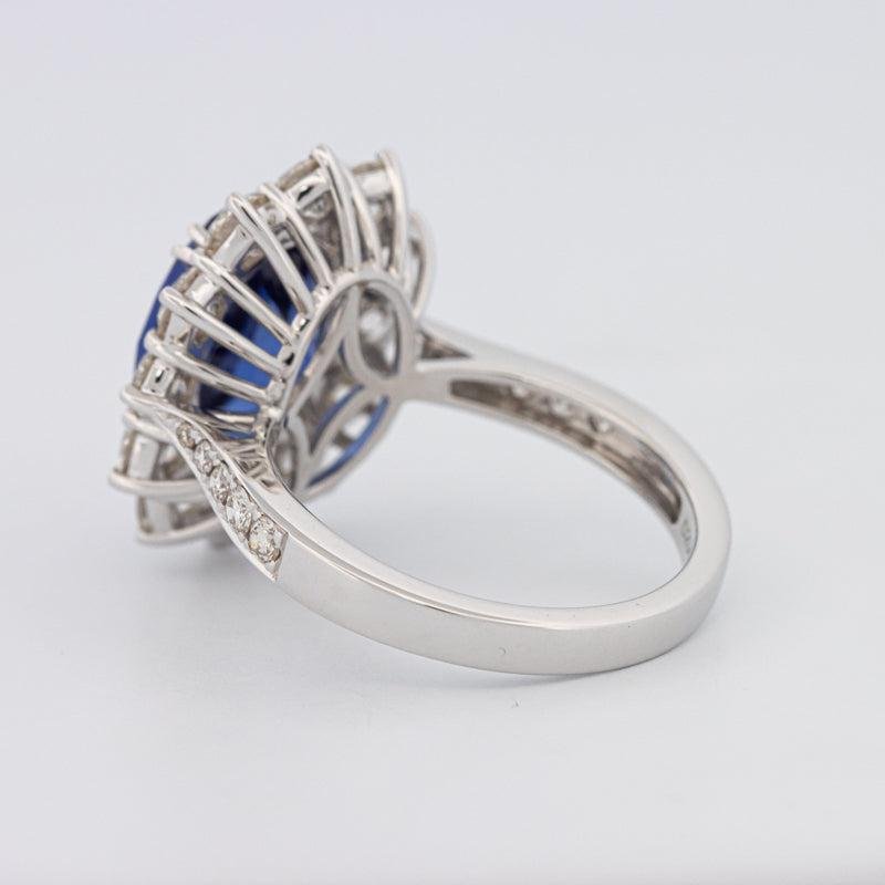 4.60 CT Oval Bue Sapphire Flower Ring - ZIZOV DIAMONDS