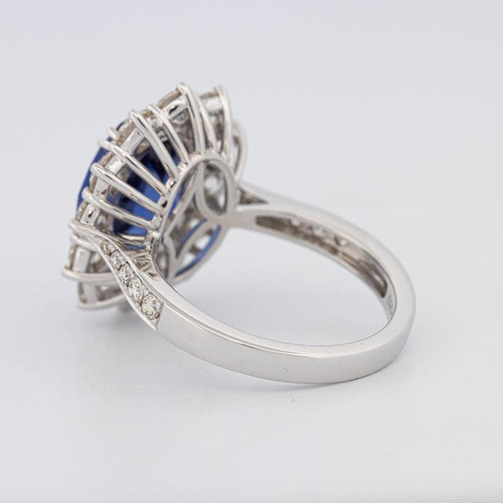 4.60 CT Oval Bue Sapphire Flower Ring - ZIZOV DIAMONDS