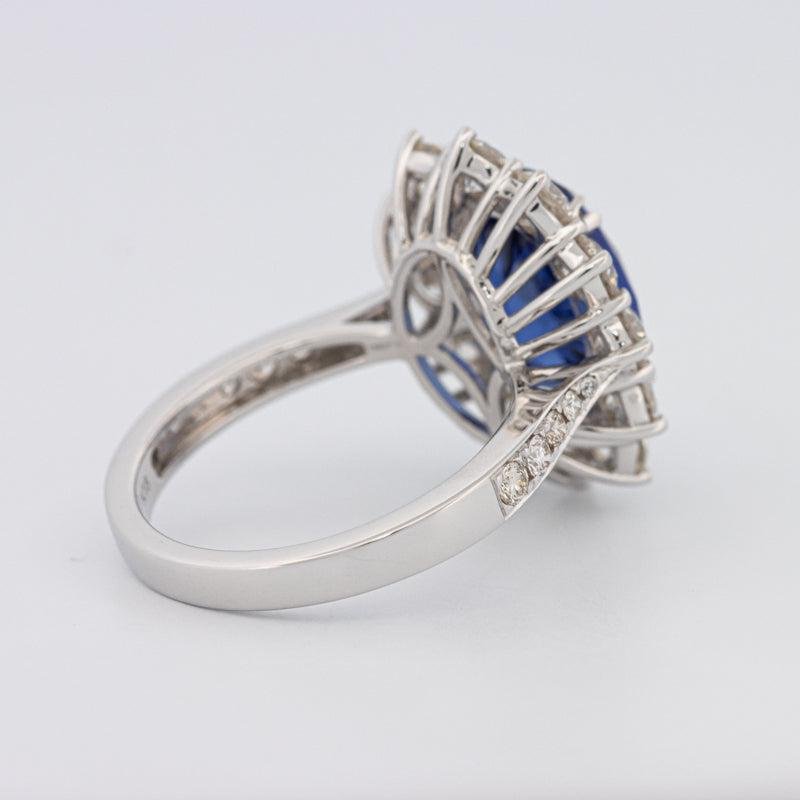 4.60 CT Oval Bue Sapphire Flower Ring - ZIZOV DIAMONDS