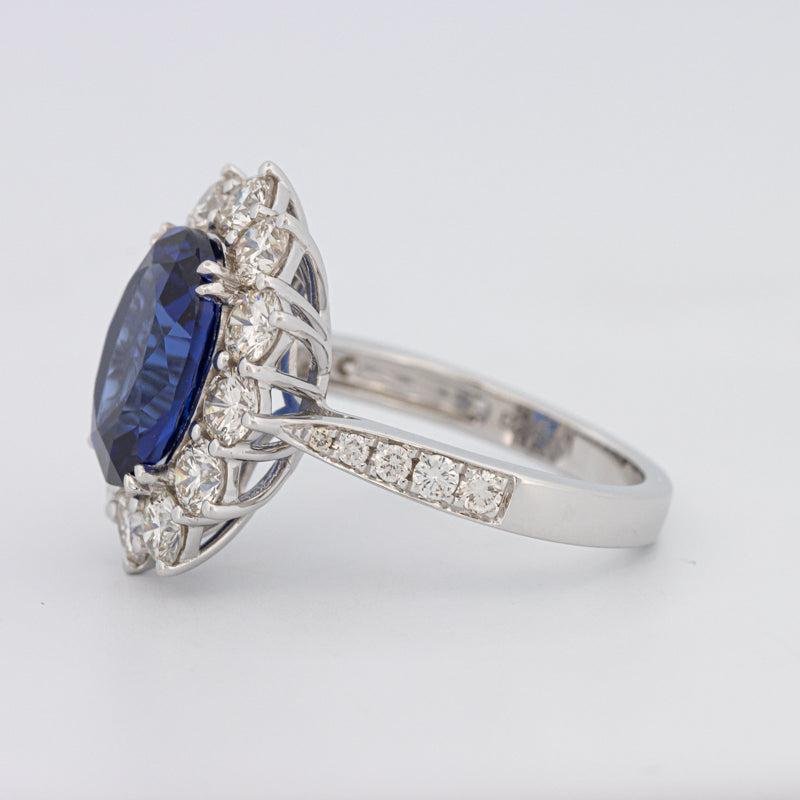 4.60 CT Oval Bue Sapphire Flower Ring - ZIZOV DIAMONDS