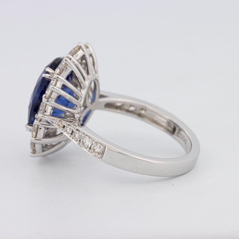 4.60 CT Oval Bue Sapphire Flower Ring - ZIZOV DIAMONDS