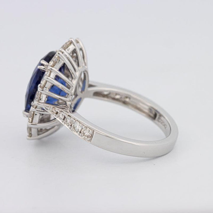 4.60 CT Oval Bue Sapphire Flower Ring - ZIZOV DIAMONDS