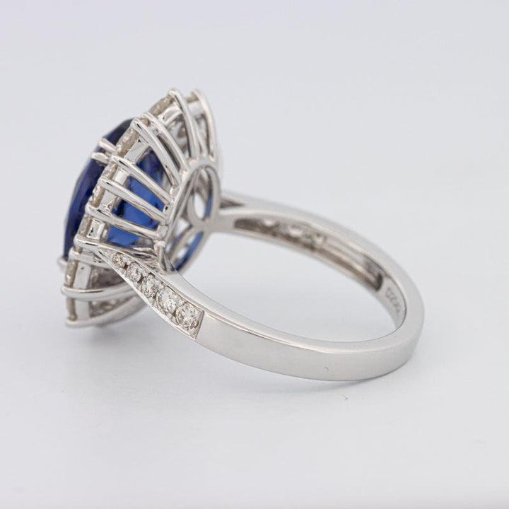 4.60 CT Oval Bue Sapphire Flower Ring - ZIZOV DIAMONDS