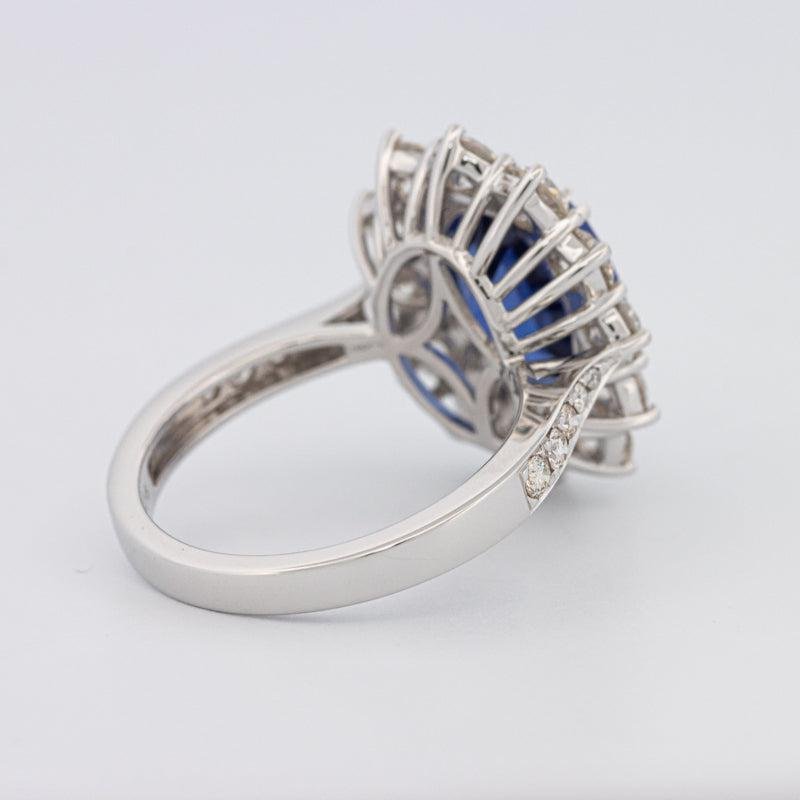 4.60 CT Oval Bue Sapphire Flower Ring - ZIZOV DIAMONDS