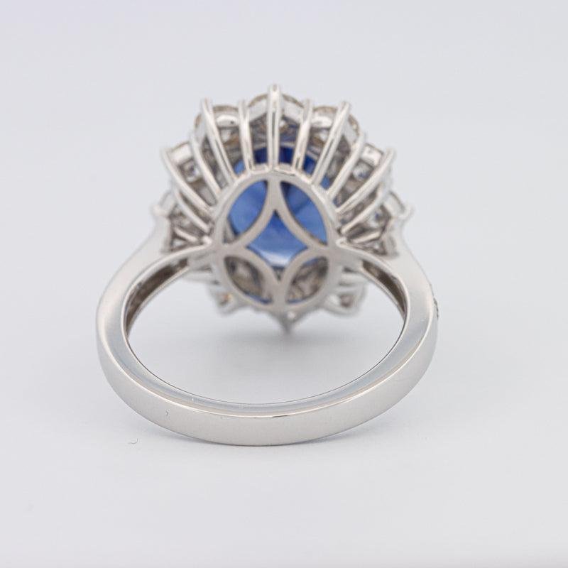 4.60 CT Oval Bue Sapphire Flower Ring - ZIZOV DIAMONDS