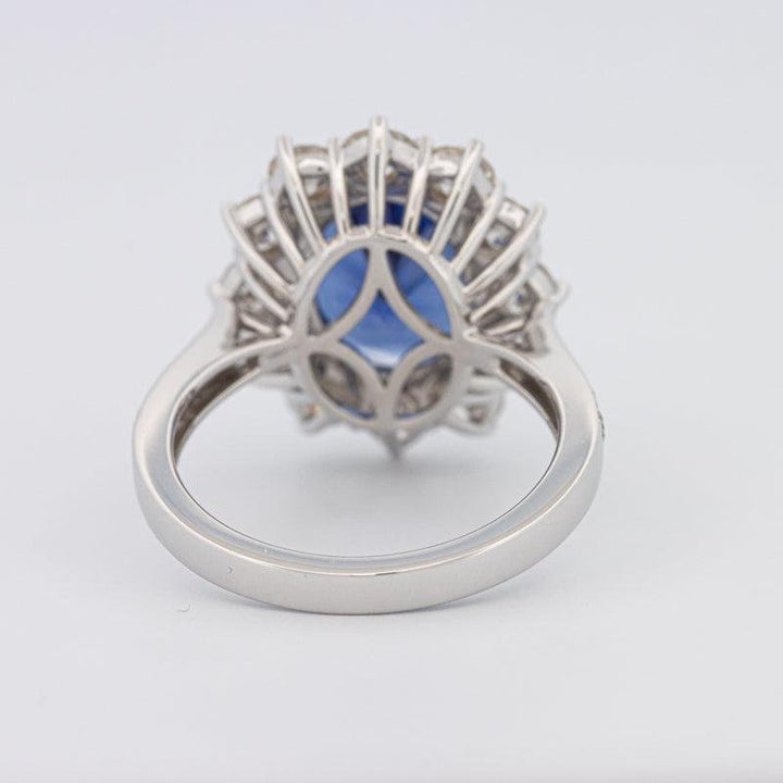 4.60 CT Oval Bue Sapphire Flower Ring - ZIZOV DIAMONDS