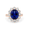 4.60 CT Oval Bue Sapphire Flower Ring - ZIZOV DIAMONDS