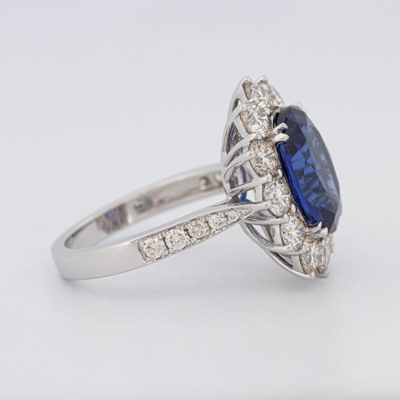 4.60 CT Oval Bue Sapphire Flower Ring - ZIZOV DIAMONDS