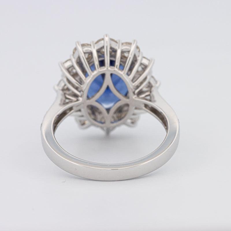 4.60 CT Oval Bue Sapphire Flower Ring - ZIZOV DIAMONDS