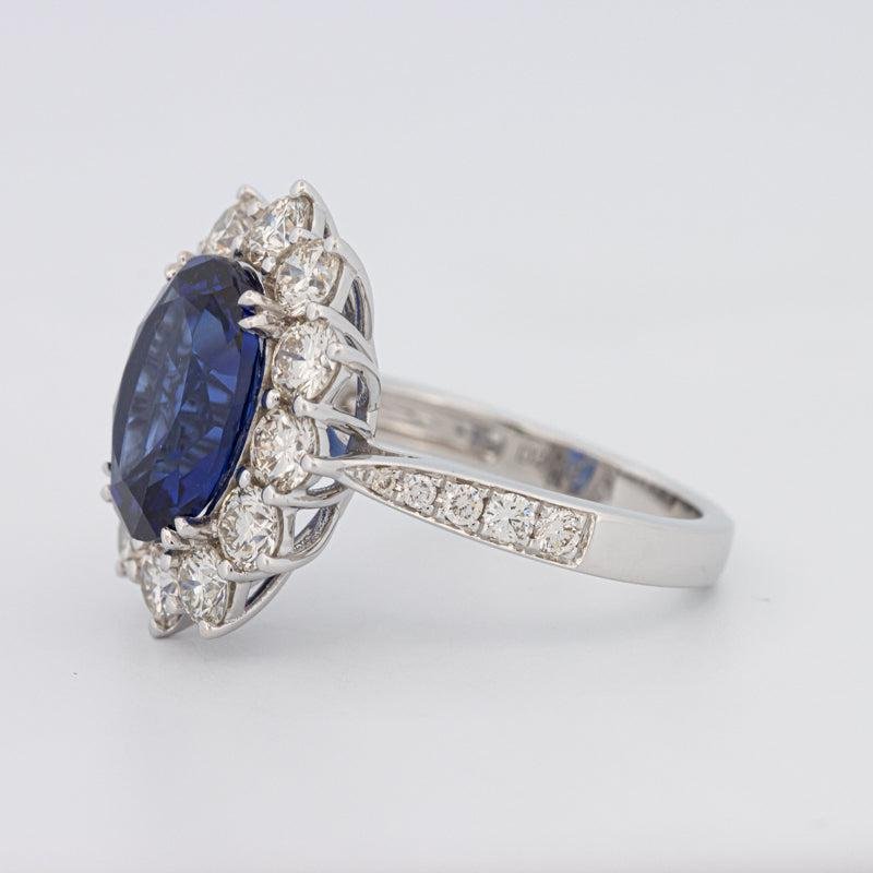 4.60 CT Oval Bue Sapphire Flower Ring - ZIZOV DIAMONDS