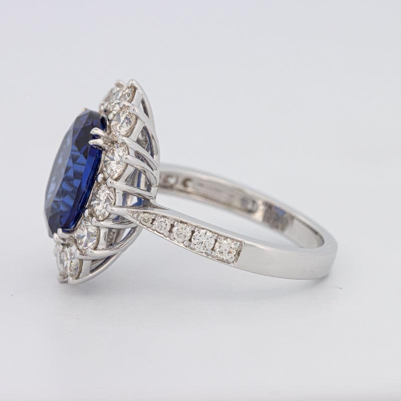 4.60 CT Oval Bue Sapphire Flower Ring - ZIZOV DIAMONDS