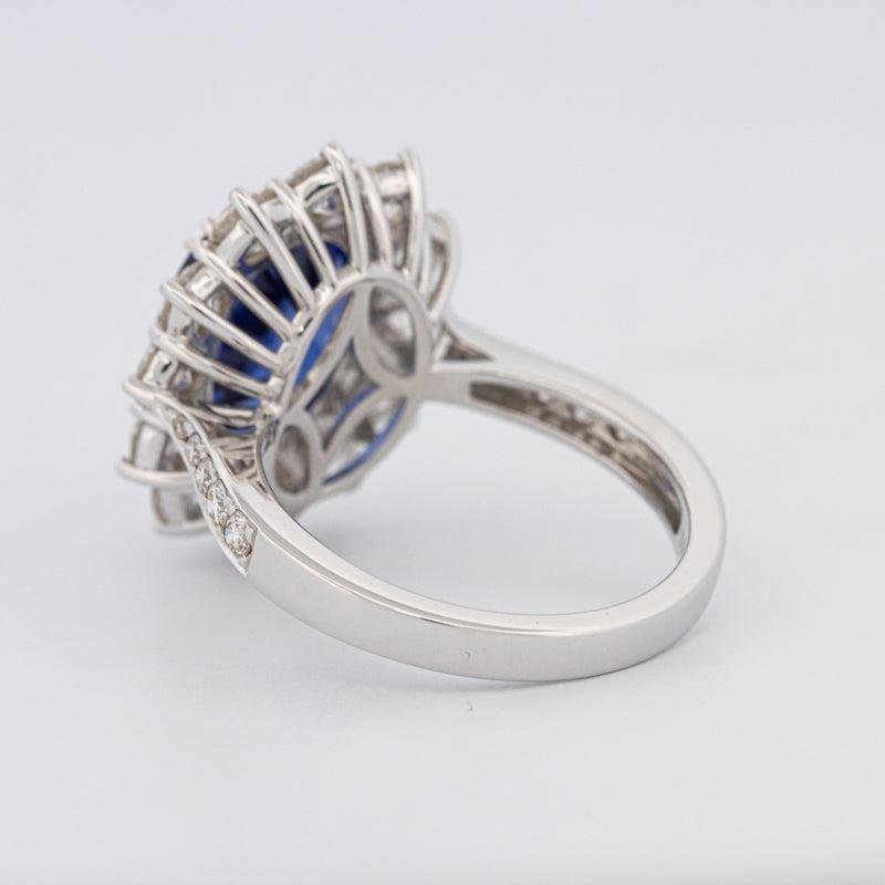 4.60 CT Oval Bue Sapphire Flower Ring - ZIZOV DIAMONDS