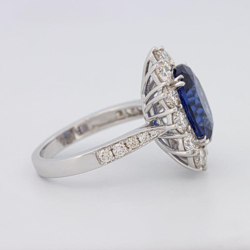 4.60 CT Oval Bue Sapphire Flower Ring - ZIZOV DIAMONDS