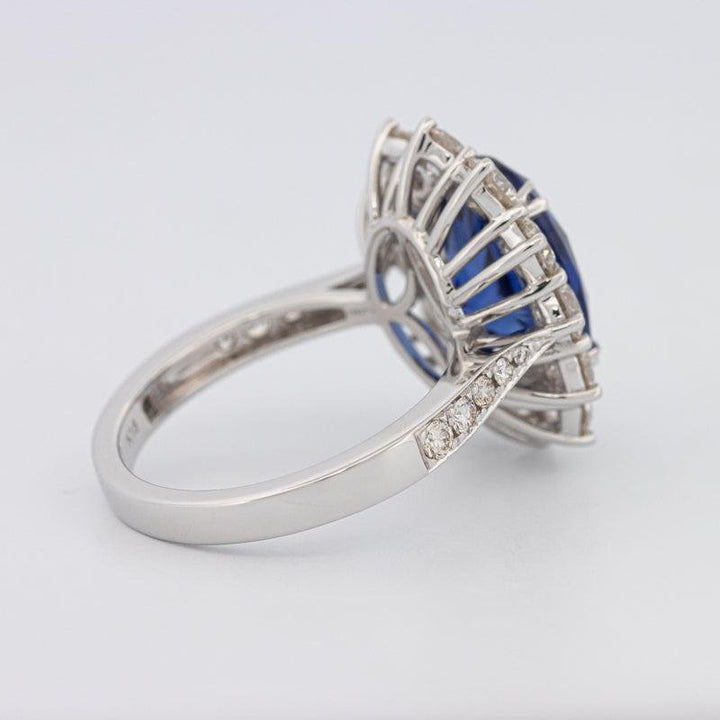 4.60 CT Oval Bue Sapphire Flower Ring - ZIZOV DIAMONDS