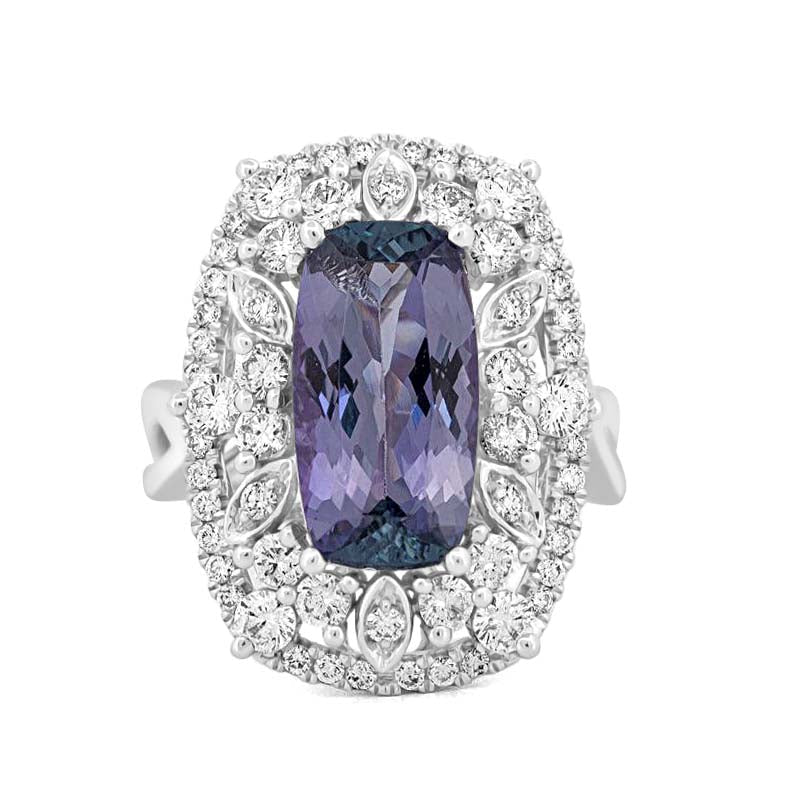 4.80 CT Oval Tanzanite Halo Solitaire - ZIZOV DIAMONDS