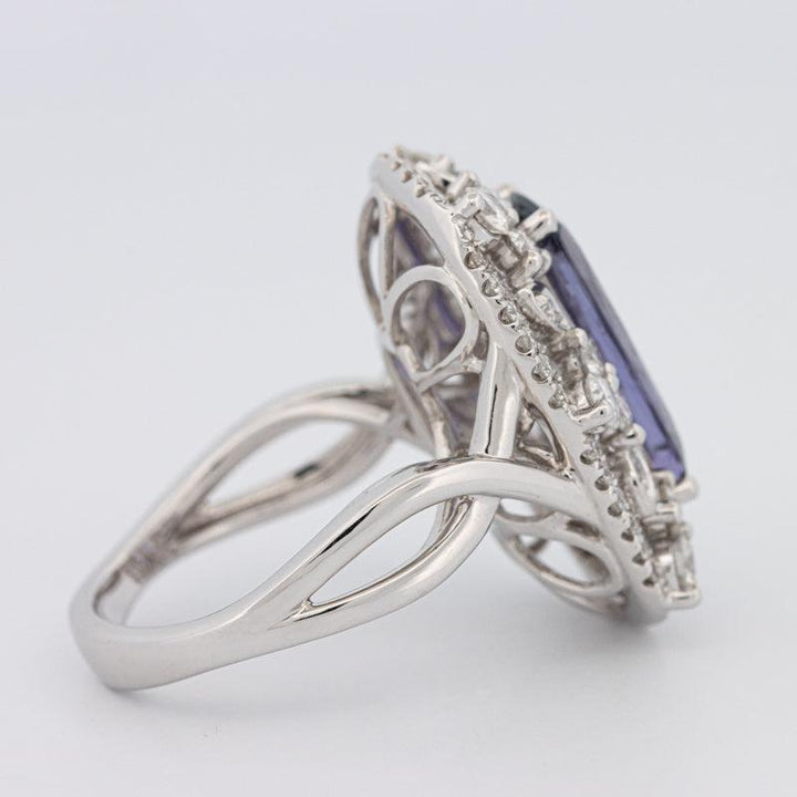 4.80 CT Oval Tanzanite Halo Solitaire - ZIZOV DIAMONDS