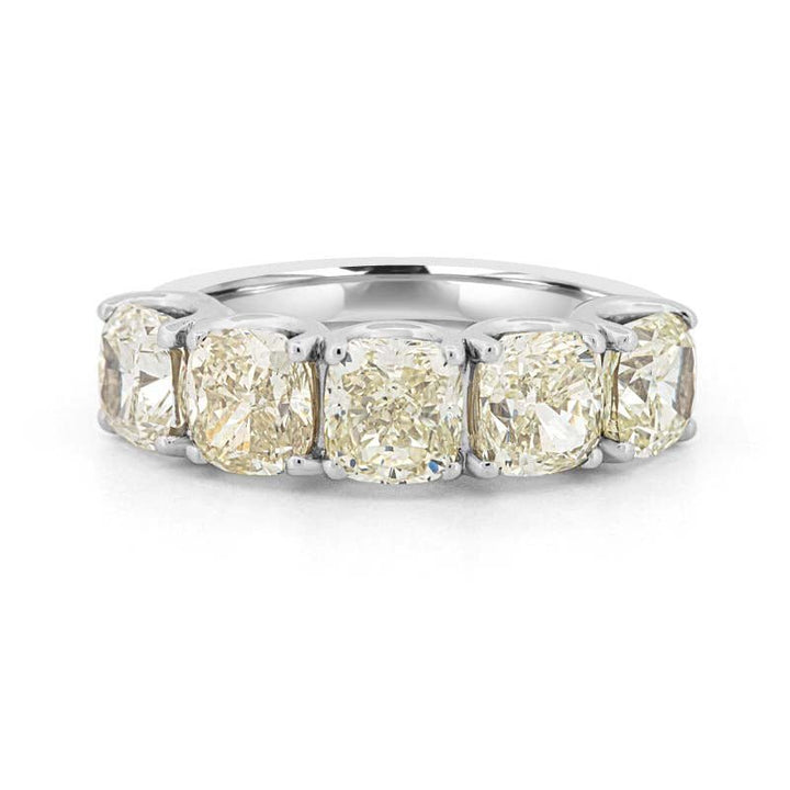 5 Half Fancy Light Yellow Cushion Eternity Ring - ZIZOV DIAMONDS