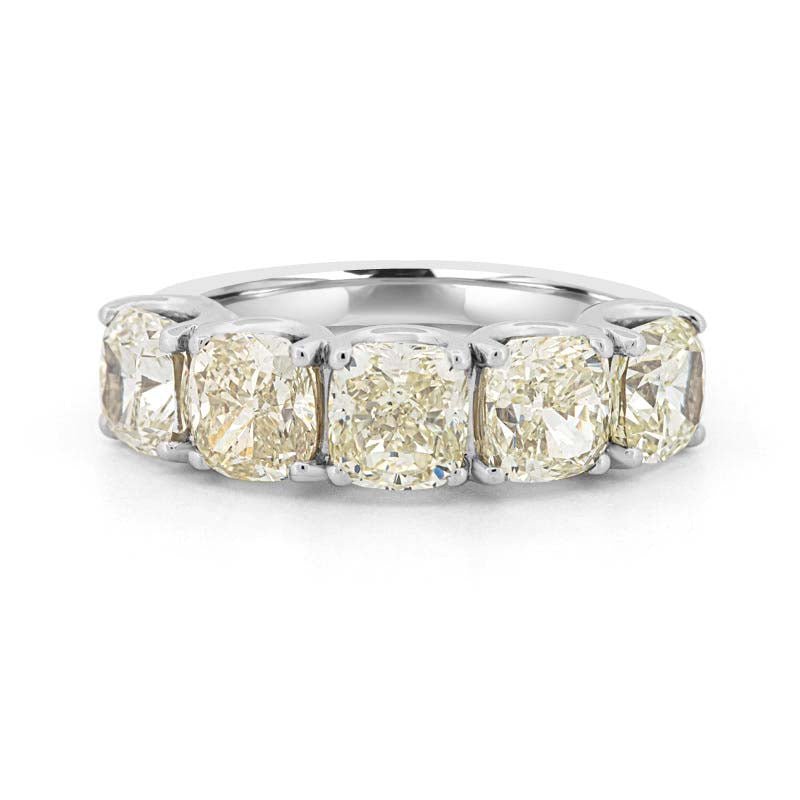 5 Half Fancy Light Yellow Cushion Eternity Ring - ZIZOV DIAMONDS