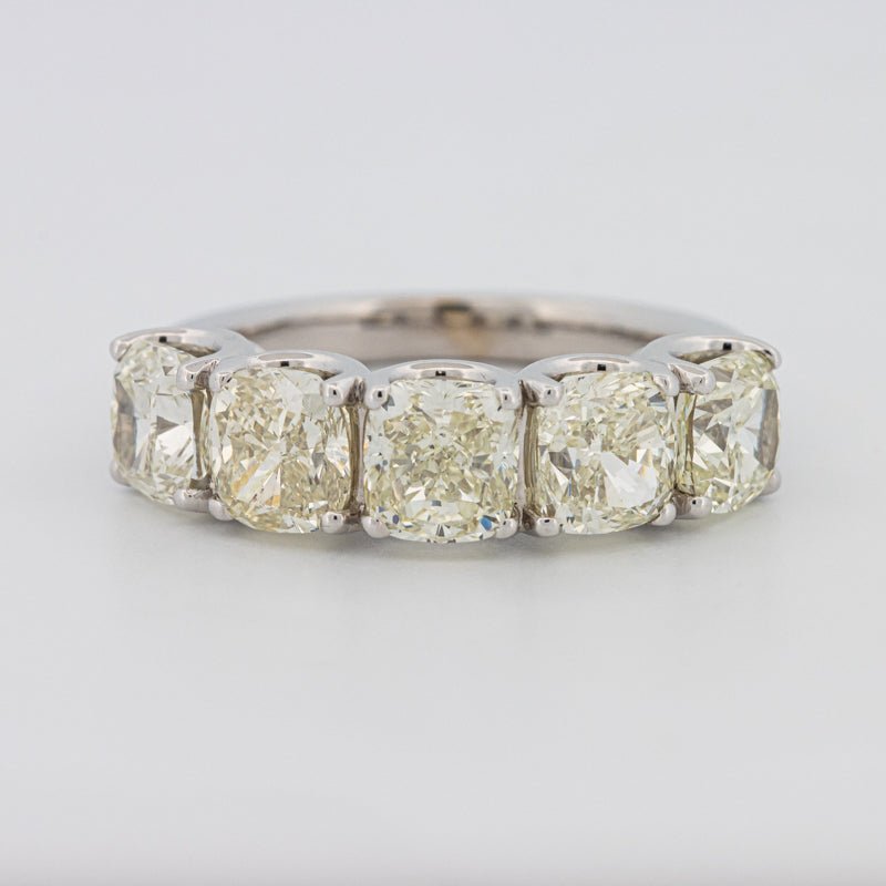 5 Half Fancy Light Yellow Cushion Eternity Ring