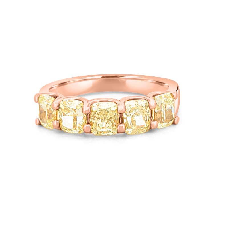 5 Half Fancy Yellow Cushion Eternity Ring - ZIZOV DIAMONDS