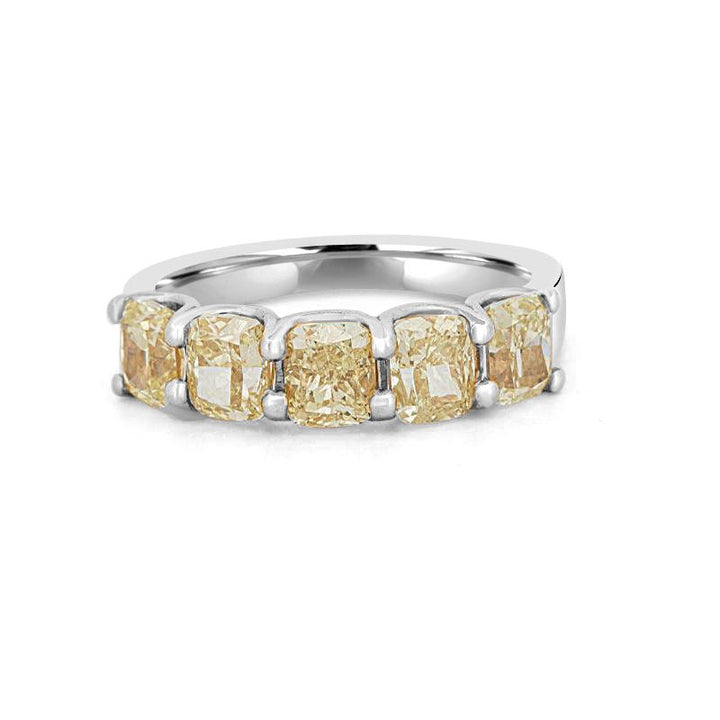 5 Half Fancy Yellow Cushion Eternity Ring - ZIZOV DIAMONDS