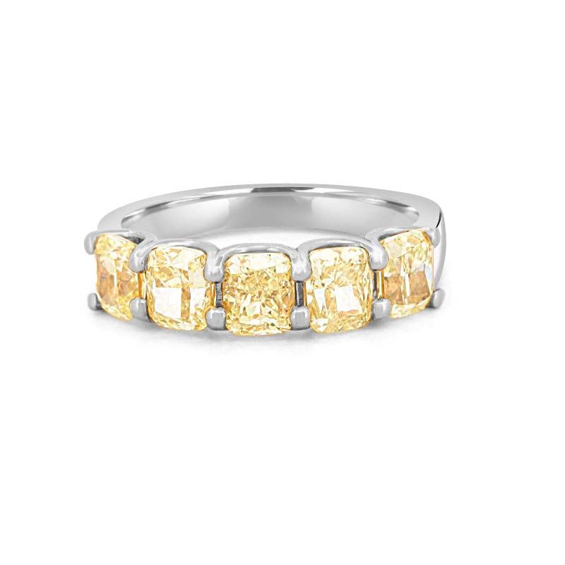 5 Half Fancy Yellow Cushion Eternity Ring - ZIZOV DIAMONDS