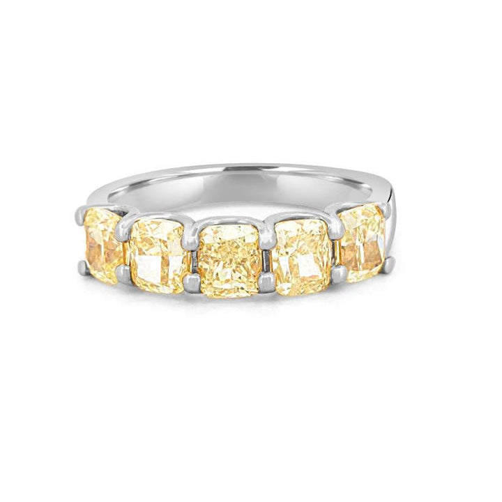 5 Half Fancy Yellow Cushion Eternity Ring - ZIZOV DIAMONDS