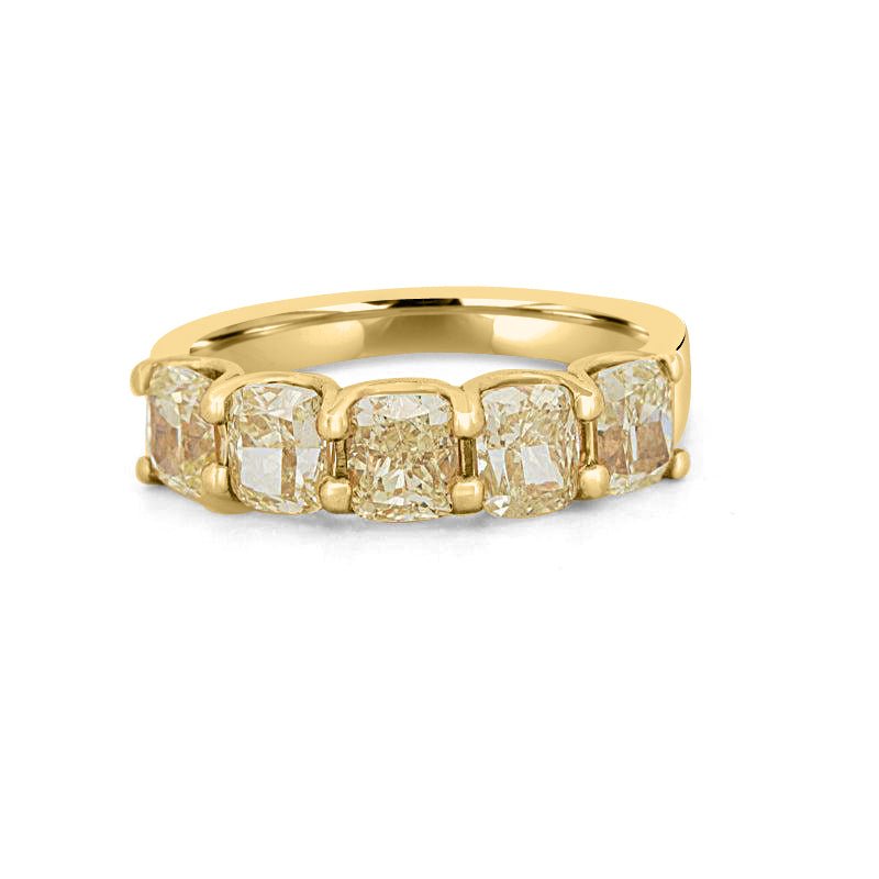 5 Half Fancy Yellow Cushion Eternity Ring - ZIZOV DIAMONDS