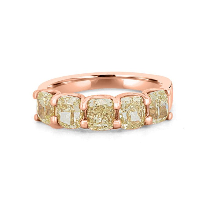 5 Half Fancy Yellow Cushion Eternity Ring - ZIZOV DIAMONDS