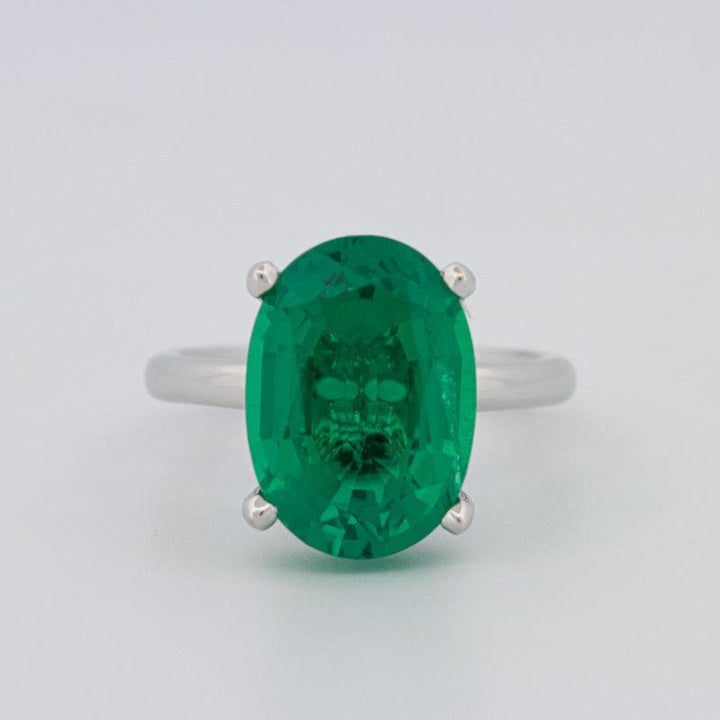 5.60 CT Oval Green Emerald Ring - ZIZOV DIAMONDS