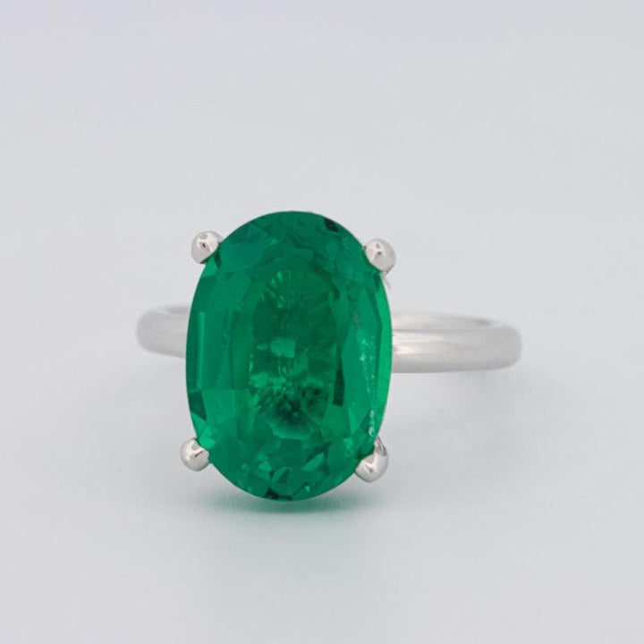5.60 CT Oval Green Emerald Ring - ZIZOV DIAMONDS