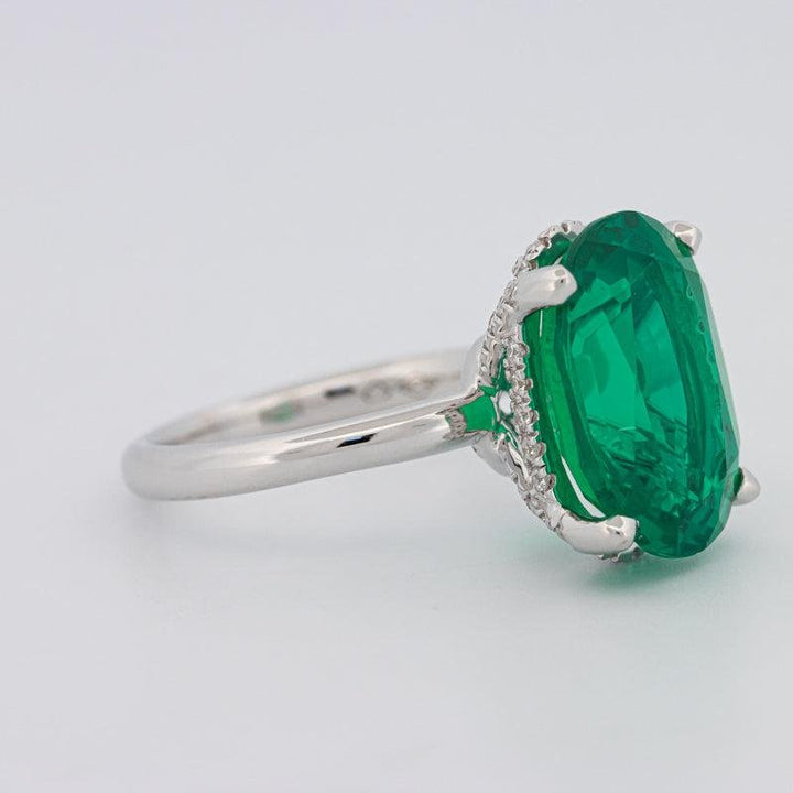 5.60 CT Oval Green Emerald Ring - ZIZOV DIAMONDS
